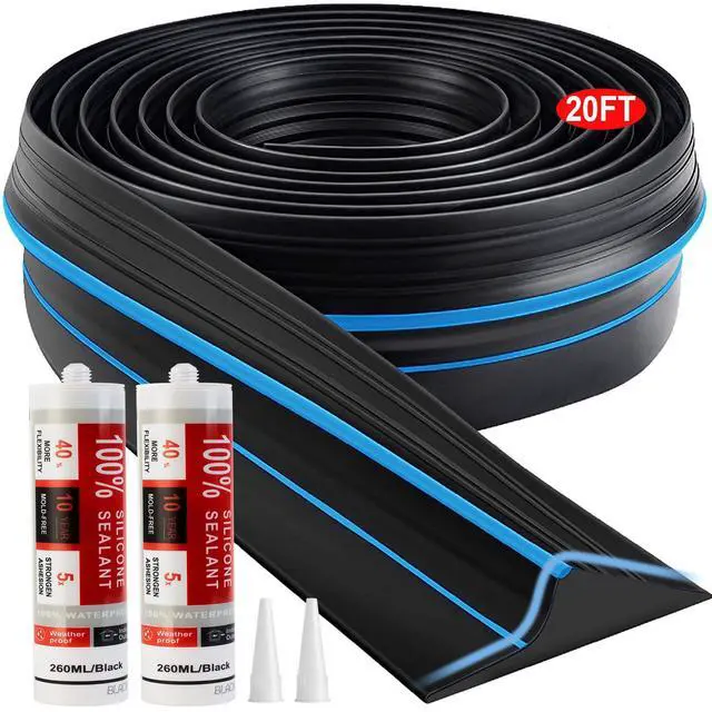 Alt view image 8 of 14 - Universal Garage Door Threshold Seal Strip 20FT Kit, Bottom Waterproof Rubber Weather Stripping ReplacementBlue, 2 Adhesive