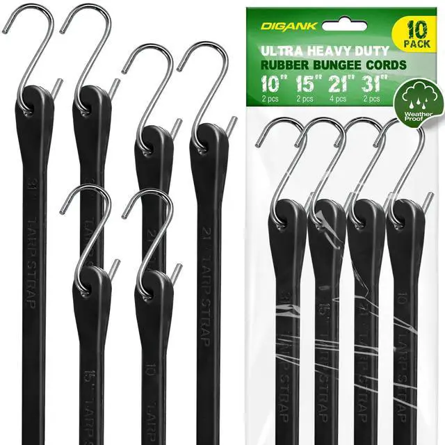 Alt view image 7 of 12 - Bungee Cords with Hooks (10 Pack) Heavy Duty in 10", 15", 21", 31" Sizes