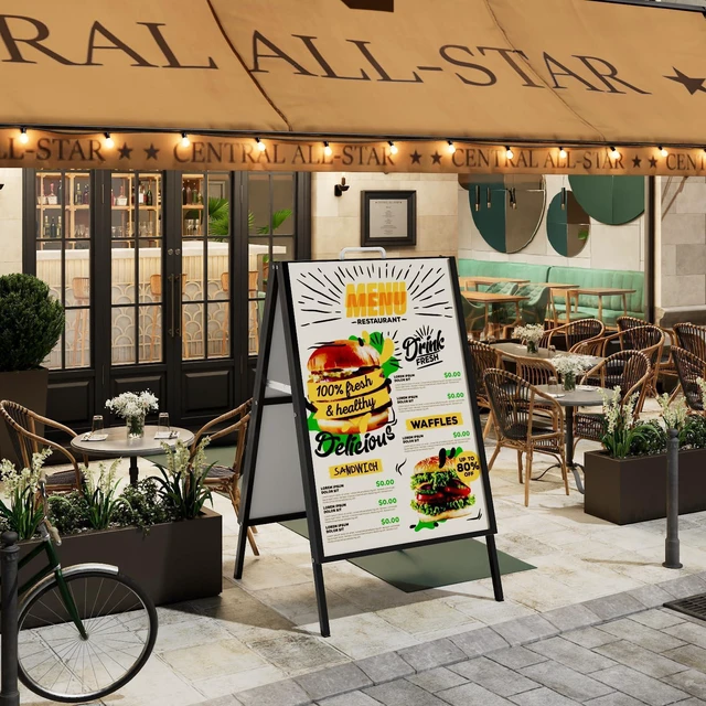 Alt view image 9 of 14 - 2 PCS A-Frame Signs, 24"x36" Slide-in Foldable Signboard Holder | Portable Double-Sided Sandwich Board with Carry Handles, for Museum, Restaurants, Bar, Only Frame