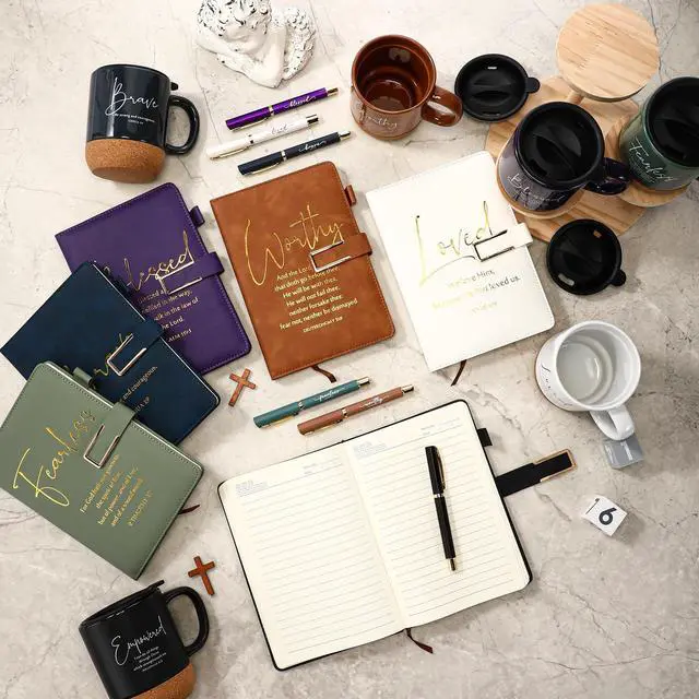 Alt view image 13 of 14 - 6 Set 6 Set Christian Gift for Men Women,Religious Church Gift with 15 oz Bible Verse Ceramic Coffee Mug A5 Journal Notebook Pen for Pastor Clergy Appreciation (Dark Color,Classic)