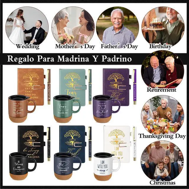 Alt view image 13 of 14 - 6 Set 6 Set Christian Gift for Men Women,Religious Church Gift with 15 oz Bible Verse Ceramic Coffee Mug A5 Journal Notebook Pen for Pastor Clergy Appreciation (Dark Color,Fashion)