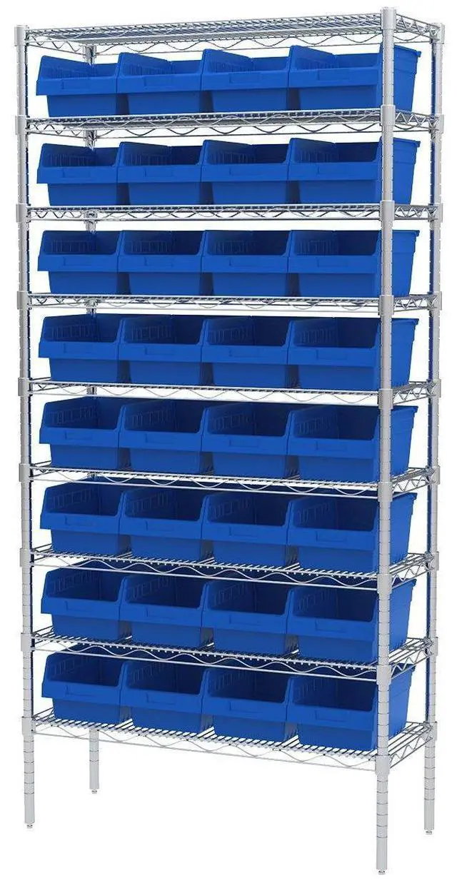 Alt view image 11 of 14 - 30080 ShelfMax Plastic Nesting Shelf Bin Box, 12-Inch L by 8-Inch W by 6-Inch H, Blue, Case of 8