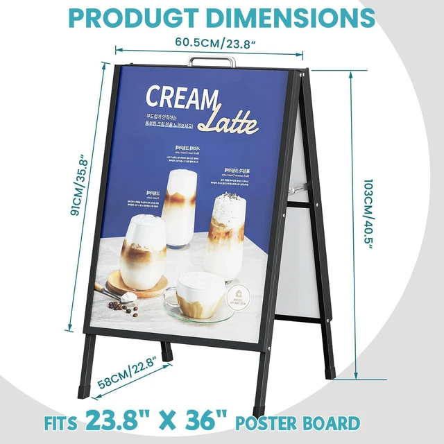 Alt view image 10 of 14 - 2 PCS A-Frame Signs, 24"x36" Slide-in Foldable Signboard Holder | Portable Double-Sided Sandwich Board with Carry Handles, for Museum, Restaurants, Bar, Only Frame