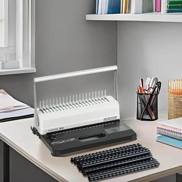 Alt view image 12 of 12 - Comb Binding Machine,19 Holes, with 50 PCS 1/2" Binding Combs Spines | Comb Binder Machine for Letter Size/A5, Easy Punch No Jam, Heavy-Duty Metal Build, Adjustable Margin, MAX Binding 450 Sheets