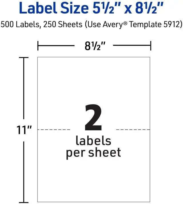 Alt view image 12 of 14 - Half-Sheet Printable Shipping Labels, 5.5" x 8.5" Customizable Stickers, White, 500 Blank Mailing Labels, Great for Mailing, Shipping, Organizing, and More (5912)