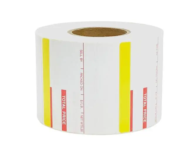 Alt view image 2 of 2 - ISHIDA 1828 Printing Scale Label, AC, Astra, RED/Yellow UPC 64mm x 59mm, 625 Per Roll, 12 Rolls per Case