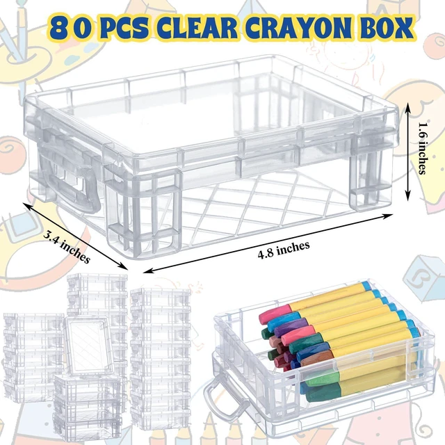 Alt view image 9 of 14 - 80 Pcs Plastic Crayon Box with Lid Clear Crayon Organizer Stackable Storage Containers Bulk Pastel Holder Case for Office School Classroom Supplies Pen Pencil Art Crafts