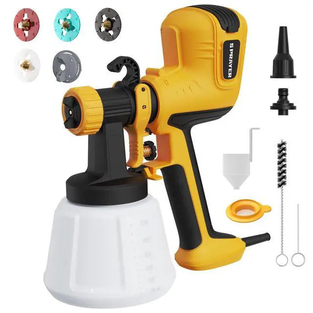 Alt view image 8 of 14 - Paint Sprayer, HVLP Spray Gun with Cleaning & Blowing Joint | with 4 Copper Nozzles & 3 Patterns, Paint Sprayers for House Painting, Furniture, Walls, Cabinets, Fence, Door etc.Yellow