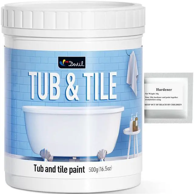 Alt view image 8 of 14 - Tub and Tile Paint 16.5 oz, Tub Paint for Bathtub, Tile Refinishing with Hardener, Water Based, Low Odor, Semi-Gloss White, 25-30sq.ft