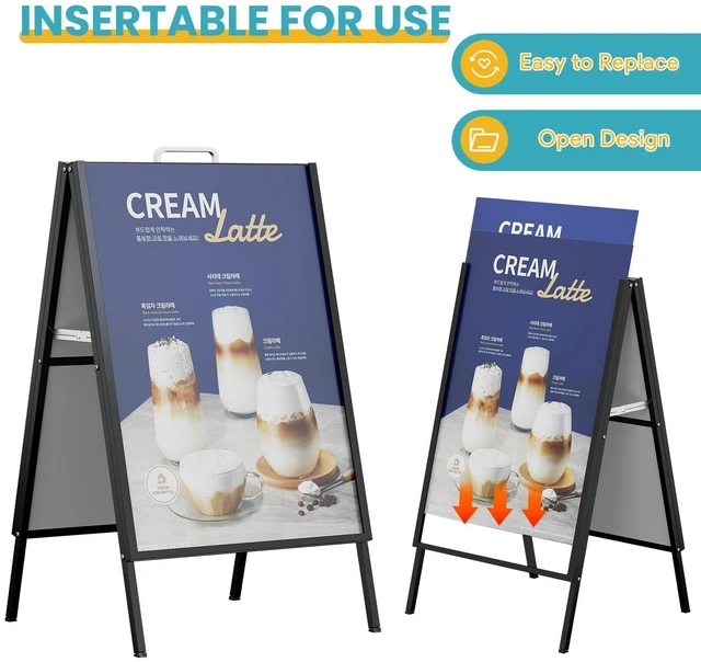 Alt view image 12 of 14 - 2 PCS A-Frame Signs, 24"x36" Slide-in Foldable Signboard Holder | Portable Double-Sided Sandwich Board with Carry Handles, for Museum, Restaurants, Bar, Only Frame