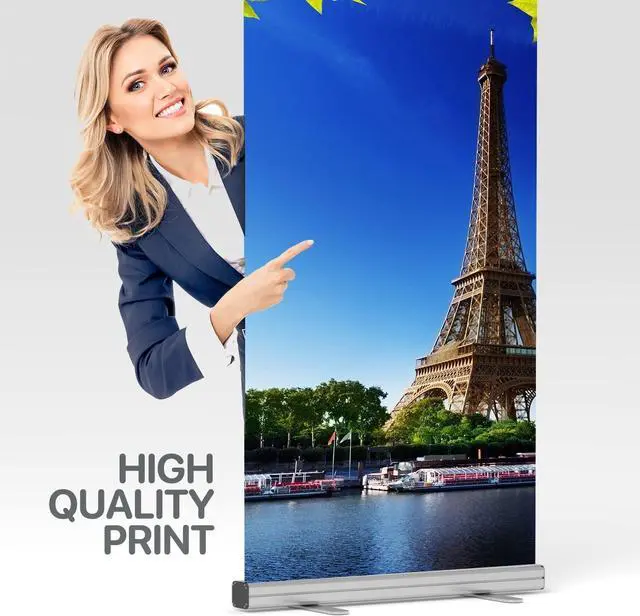 Alt view image 12 of 14 - Custom Retractable Banner Stand 33x80 | Pull Up Roll Up Banner for Trade Shows & Events | Premium Silver Stand | Full Color Custom Print | Travel Case Included | Made in USA | 2-Day Turnaround