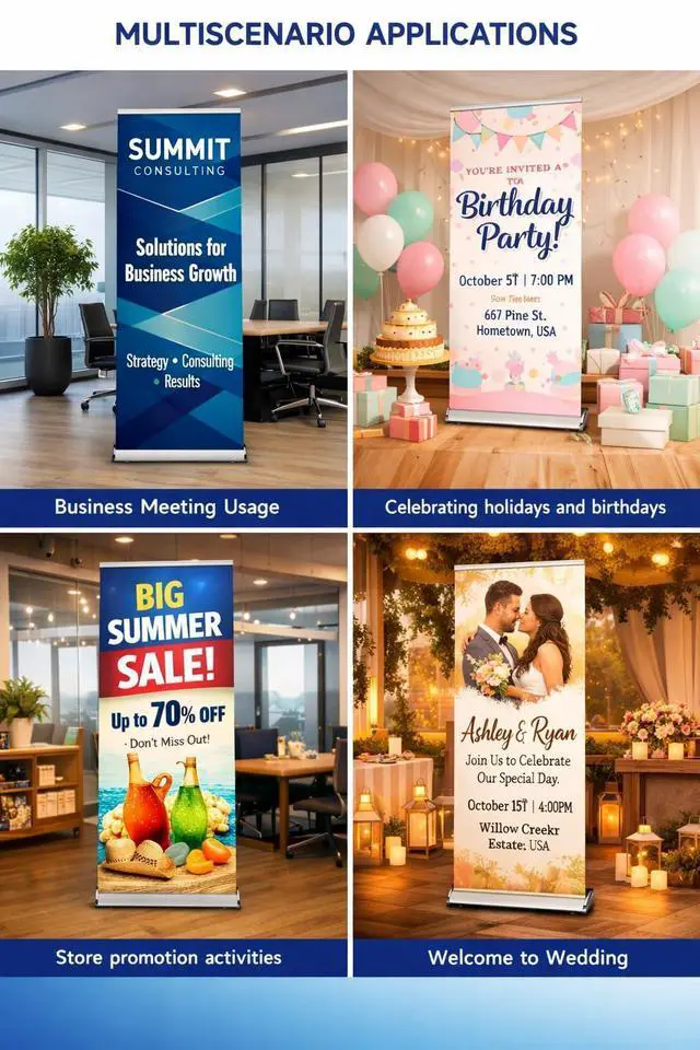 Alt view image 11 of 14 - Custom Retractable Banner Stand 33x80 | Pull Up Roll Up Banner for Trade Shows & Events | Premium Silver Stand | Full Color Custom Print | Travel Case Included | Made in USA | 2-Day Turnaround