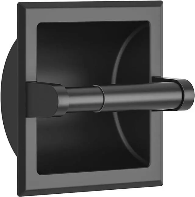 Alt view image 8 of 14 - Recessed Toilet Paper Holder, Wall Mount Bathroom Tissue Holder | Matte Black | in Wall Toilet Paper Dispenser Insert | SUS304 Stainless Steel Rustproof | Bathroom Space Saving Design