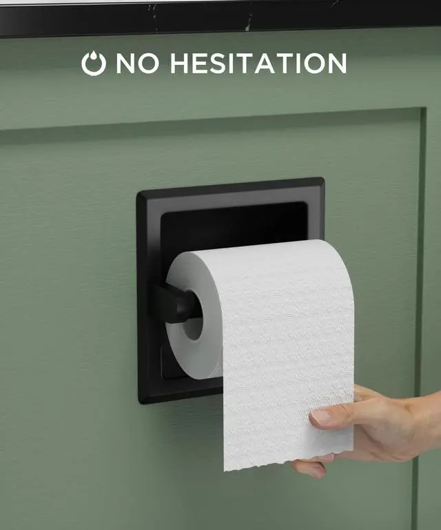 Alt view image 9 of 14 - Recessed Toilet Paper Holder, Wall Mount Bathroom Tissue Holder | Matte Black | in Wall Toilet Paper Dispenser Insert | SUS304 Stainless Steel Rustproof | Bathroom Space Saving Design