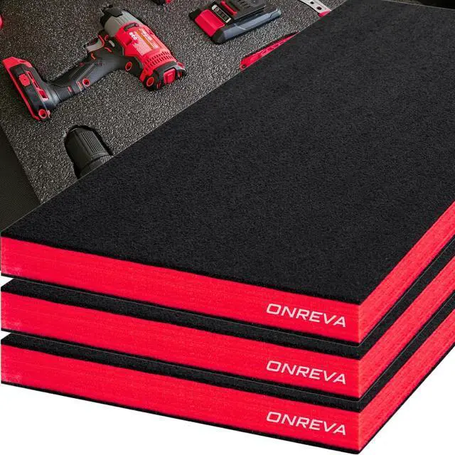 Alt view image 8 of 14 - Tool Box Foam 24x18x2 inch 3Pack, Foam Inserts for Cases, Polyethylene Storage Sheets for Toolbox Hard Case, Tool Shadow Insert, Kaizen Organizer Sheet, Black with Red