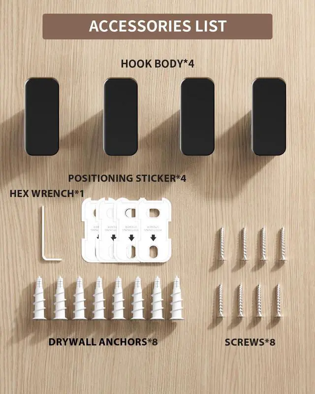 Alt view image 12 of 14 - 4-Pack Matte Black Towel Hook for Bathroom, Robe Coat Hook, Heavy Duty Wall Hooks for Hanging Bag Hat Mudroom Bedroom Shower Closet, Drill in Hanger Mount with Screw, Holder Back of Door Outdoor