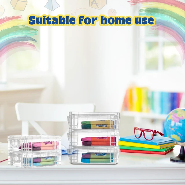 Alt view image 13 of 14 - 80 Pcs Plastic Crayon Box with Lid Clear Crayon Organizer Stackable Storage Containers Bulk Pastel Holder Case for Office School Classroom Supplies Pen Pencil Art Crafts