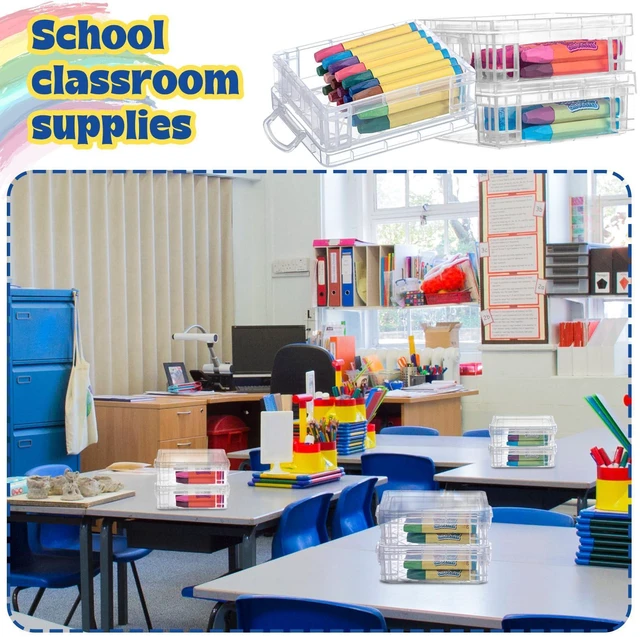 Alt view image 12 of 14 - 80 Pcs Plastic Crayon Box with Lid Clear Crayon Organizer Stackable Storage Containers Bulk Pastel Holder Case for Office School Classroom Supplies Pen Pencil Art Crafts