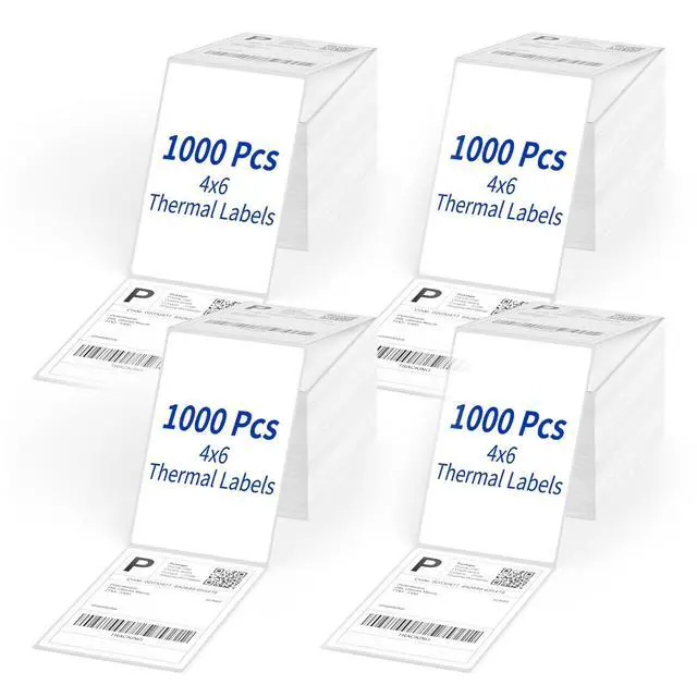 Alt view image 8 of 14 - 4" x 6" Direct Thermal Labels, 4000 Fanfold Shipping Labels with Perforated Line for Zebra & Rollo Printer, Thermal Printer Label 4x6, Permanent Adhesive