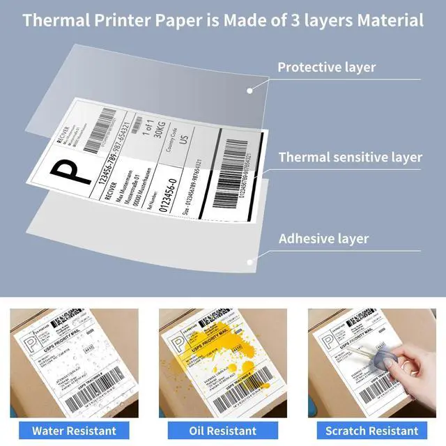 Alt view image 10 of 14 - 4 x 6 Direct Thermal Shipping Labels - Shipping Address Stickers Perforated and Strong Adhesive, Thermal Labels for Rollo & Zebra Printer1000pcs per Stack,4 Stacks