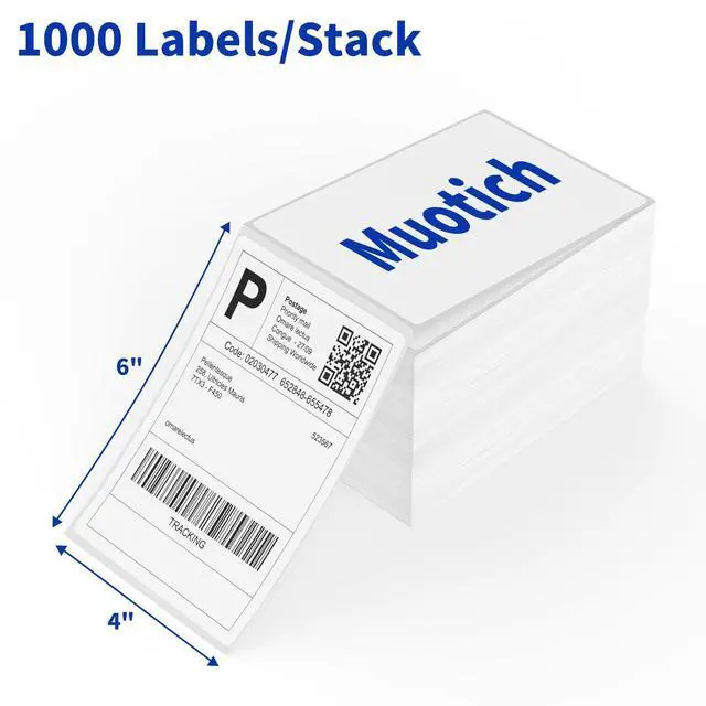 Alt view image 9 of 14 - 4" x 6" Direct Thermal Labels, 4000 Fanfold Shipping Labels with Perforated Line for Zebra & Rollo Printer, Thermal Printer Label 4x6, Permanent Adhesive