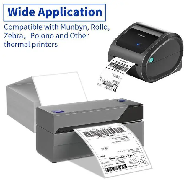 Alt view image 11 of 14 - 4" x 6" Direct Thermal Labels, 4000 Fanfold Shipping Labels with Perforated Line for Zebra & Rollo Printer, Thermal Printer Label 4x6, Permanent Adhesive