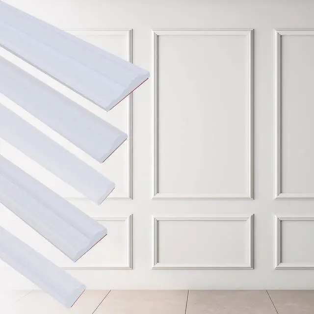 Alt view image 10 of 14 - 240"L x 0.9"W Peel and Stick Chair Rail Panel Molding, Pre-Primed Trim for Home Decoration & Wall Protection