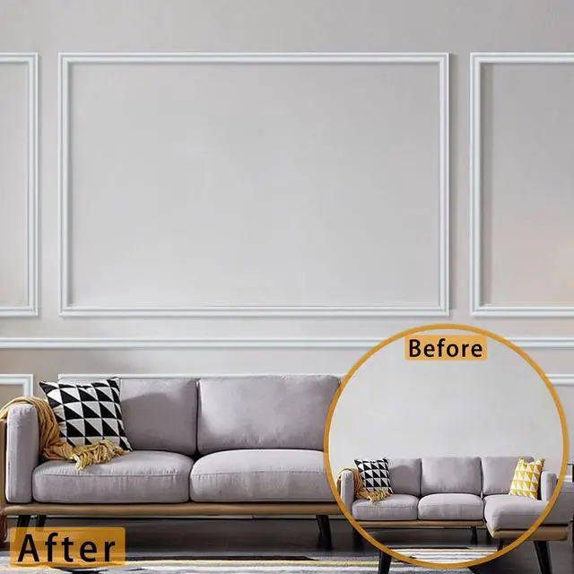 Alt view image 11 of 14 - 240"L x 0.9"W Peel and Stick Chair Rail Panel Molding, Pre-Primed Trim for Home Decoration & Wall Protection