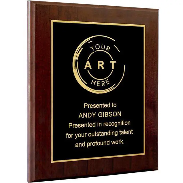 Alt view image 8 of 14 - Custom Laser Engraved Award Plaque, Personalized Recognition Plaque with Black Plate and Gold or Silver Engraving, Multiple Wood Finishes for Employee, Corporate & Achievement Awards | Custom