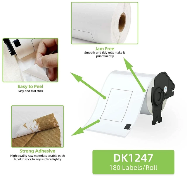 Alt view image 11 of 14 - Compatible 4.07" x 6.4" Die-Cut Large Labels Replacement for DK-1247 Shipping Address Compatible with Brother QL-1110NWB Label Printers (12 Rolls + 1 Frame, 180 Labels/Roll)