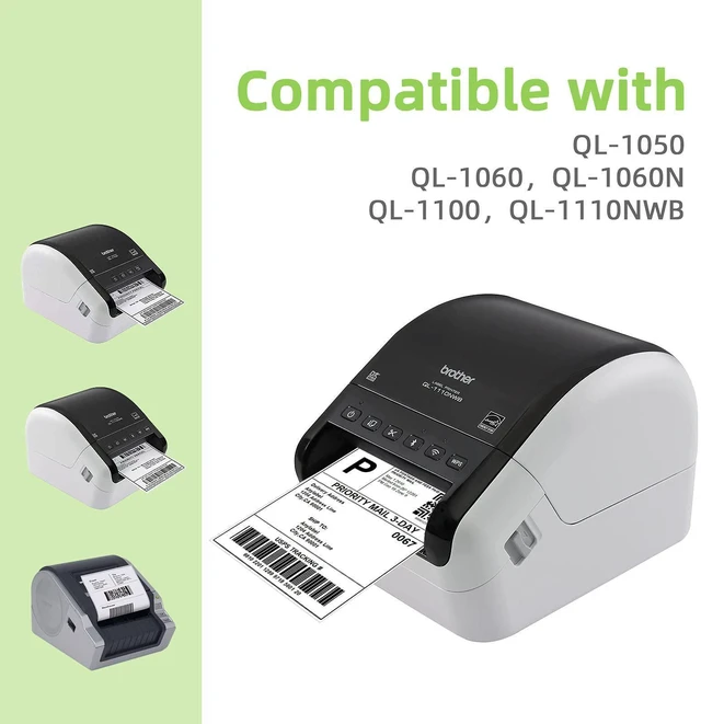 Alt view image 13 of 14 - Compatible 4.07" x 6.4" Die-Cut Large Labels Replacement for DK-1247 Shipping Address Compatible with Brother QL-1110NWB Label Printers (12 Rolls + 1 Frame, 180 Labels/Roll)