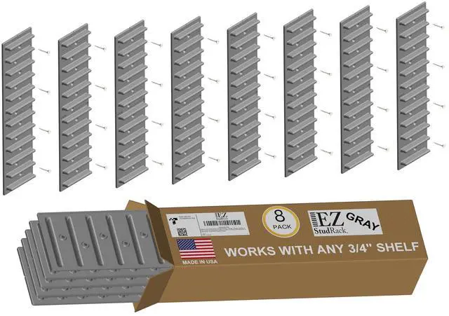 Alt view image 14 of 14 - Made in USA Adjustable Shelf Brackets, 8-Pack (4 Pairs) Easy-to-Adjust One-Row Storage for Custom-Fit Shelves Your Items, Your Wood, You Supply It