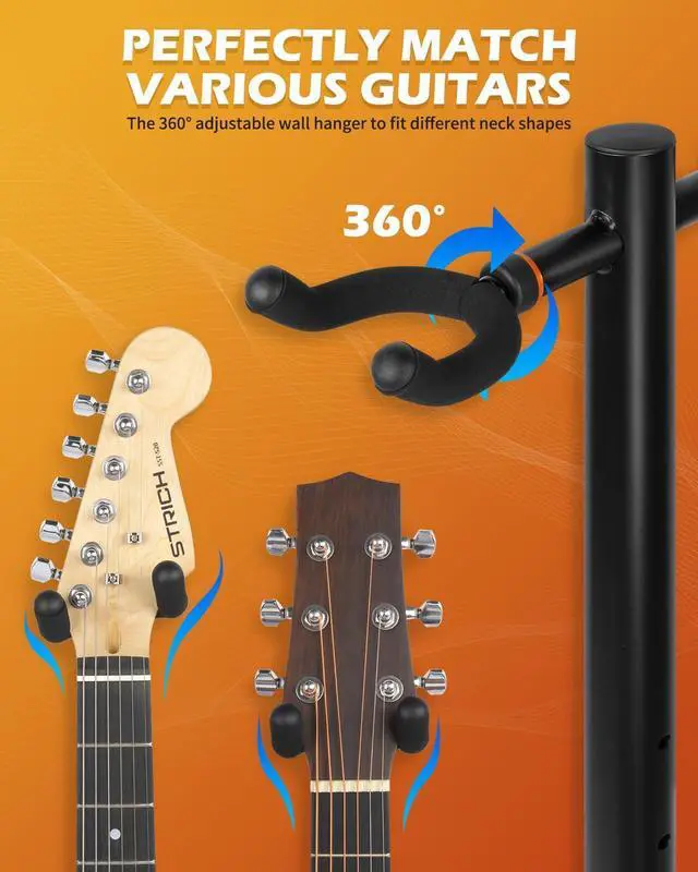 Alt view image 9 of 14 - Guitar Stands Floor, 2 Adjustable Guitar Stand Holder, Heavy Duty 2 Guitar Stand for Acoustic Electric Guitars Bass Banjos, Folding Multi Guitar Stands 2-Holder, FH-S2 Black