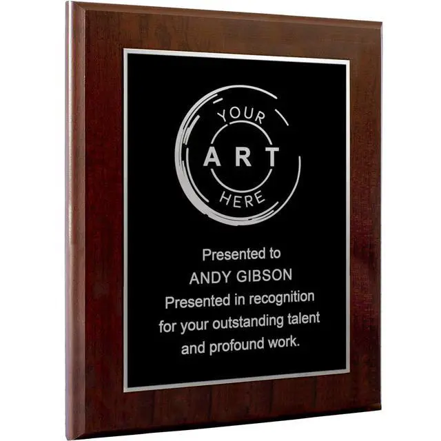 Alt view image 12 of 14 - Custom Laser Engraved Award Plaque, Personalized Recognition Plaque with Black Plate and Gold or Silver Engraving, Multiple Wood Finishes for Employee, Corporate & Achievement Awards | Custom