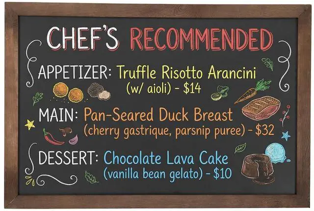 Alt view image 8 of 14 - 36x24 Large Chalkboard Sign Rustic Brown Wood Frame Menu Board | Rustic Brown Wood Frame, Erasable Surface, Large Format Display, Wedding Events, Restaurant Menu, Wall Hanging Decor