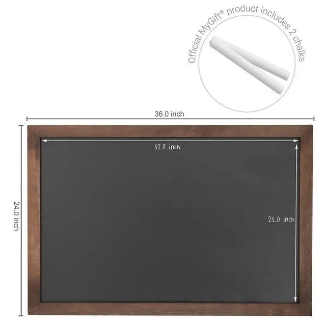 Alt view image 13 of 14 - 36x24 Large Chalkboard Sign Rustic Brown Wood Frame Menu Board | Rustic Brown Wood Frame, Erasable Surface, Large Format Display, Wedding Events, Restaurant Menu, Wall Hanging Decor