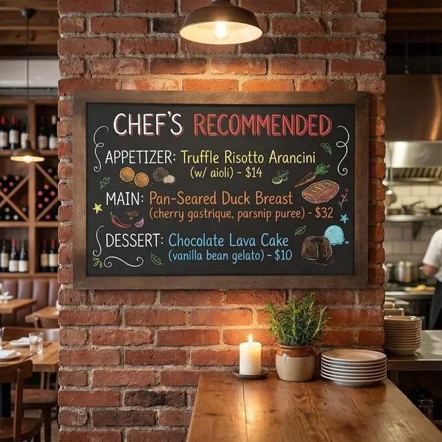 Alt view image 11 of 14 - 36x24 Large Chalkboard Sign Rustic Brown Wood Frame Menu Board | Rustic Brown Wood Frame, Erasable Surface, Large Format Display, Wedding Events, Restaurant Menu, Wall Hanging Decor