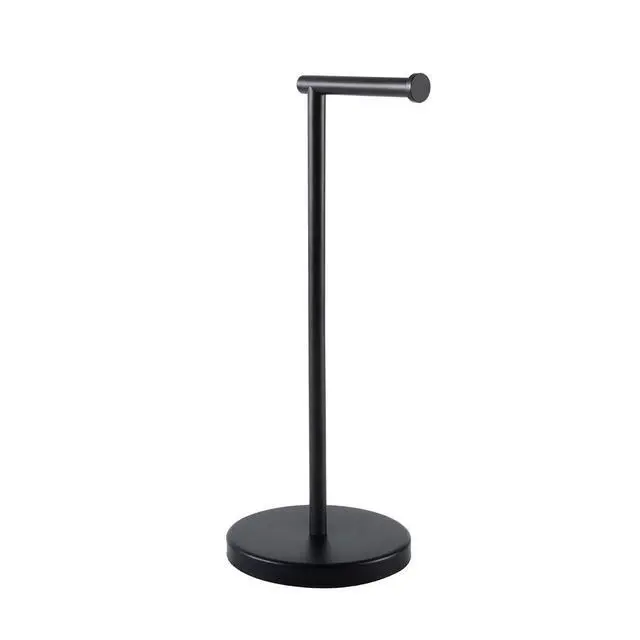 Alt view image 8 of 14 - Bathroom Toilet Paper Holder Stand Modern Tissue Roll Holder SUS304 Stainless Steel Rustproof Freestanding 20.2" H, Matte Black BPH283S1-BK