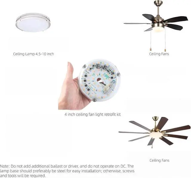 Alt view image 11 of 14 - 4 inch LED Retrofit Light Kit for Ceiling Fan Light Replacement Panel PCB 18W 6000K 2200LM 120V CRI90 Dimmable ETL (White 6000K)