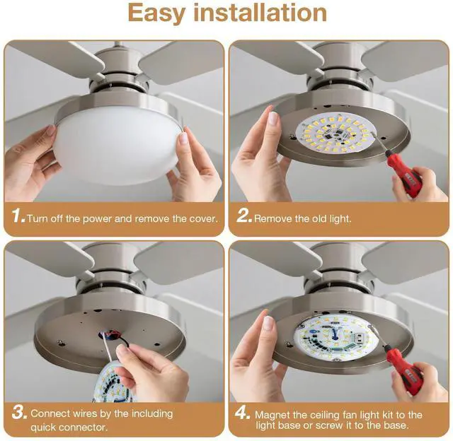 Alt view image 13 of 14 - 4 inch LED Retrofit Light Kit for Ceiling Fan Light Replacement Panel PCB 18W 6000K 2200LM 120V CRI90 Dimmable ETL (White 6000K)