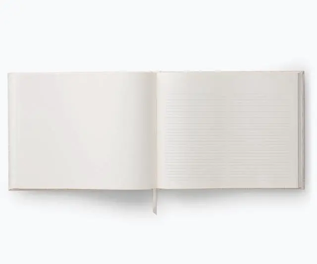 Alt view image 11 of 14 - Wildwood Embroidered Fabric Guest Book | Hard Cover Wrapped in Book Cloth & Grosgrain Ribbon Bookmark, (Lay-Flat Binding, 144 Ruled Pages with Metallic Gold Ink, 8" L x 5.75" W)