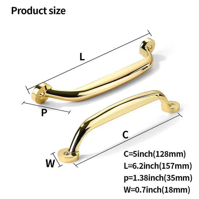 Alt view image 8 of 12 - 10 Pack 5 inch Hole Center Polished Brass Cabinet Pulls - Heavy Duty Solid Drawer Hardware Handles Kitchen Vanity Bathroom Handles