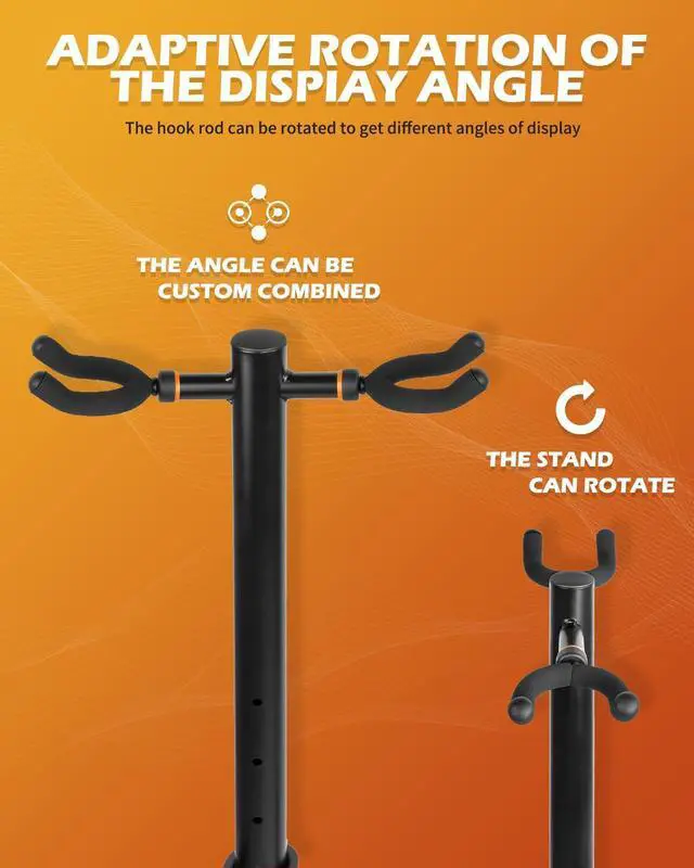 Alt view image 11 of 14 - Guitar Stands Floor, 2 Adjustable Guitar Stand Holder, Heavy Duty 2 Guitar Stand for Acoustic Electric Guitars Bass Banjos, Folding Multi Guitar Stands 2-Holder, FH-S2 Black