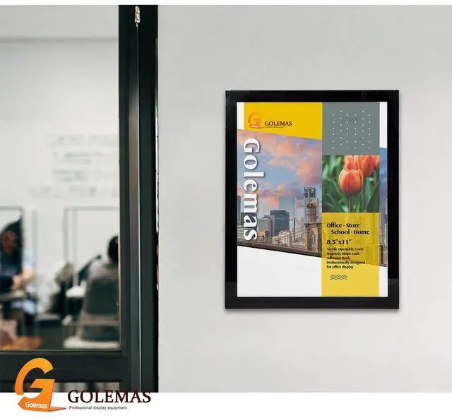 Alt view image 9 of 14 - Acrylic Magnetic Sign Holder, Easy-Opening 8.5 x 11 Wall Mount Display Frames, Self Adhesive Back Plastic Clear Document Frame, Horizontal & Vertical Display (Black, 12Pack)