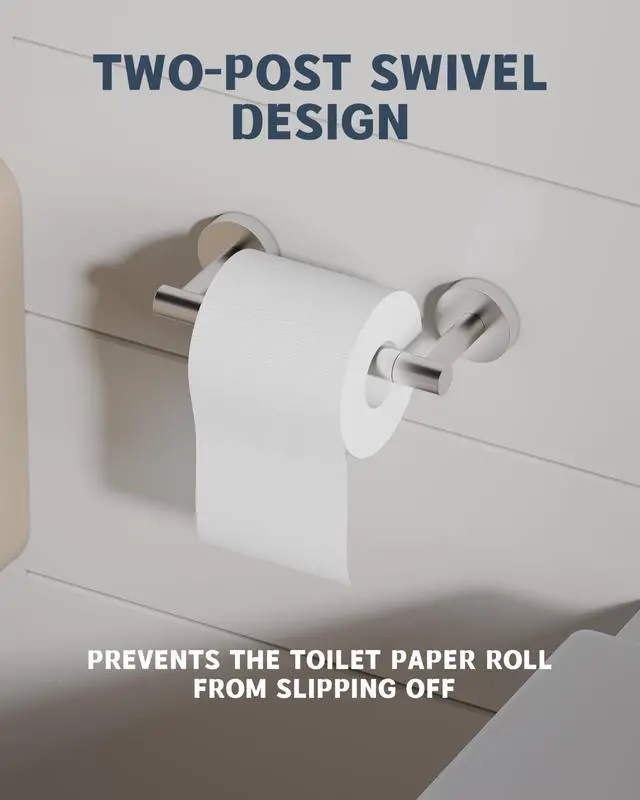 Alt view image 10 of 14 - Bathroom Toilet Paper Holder Wall Mount SUS304 Stainless Steel Double Post Pivoting Toilet Paper Roll Holder Wall Mounted for Bathroom RV Commercial Toilet Tissue Dispensers, Brushed Nickel