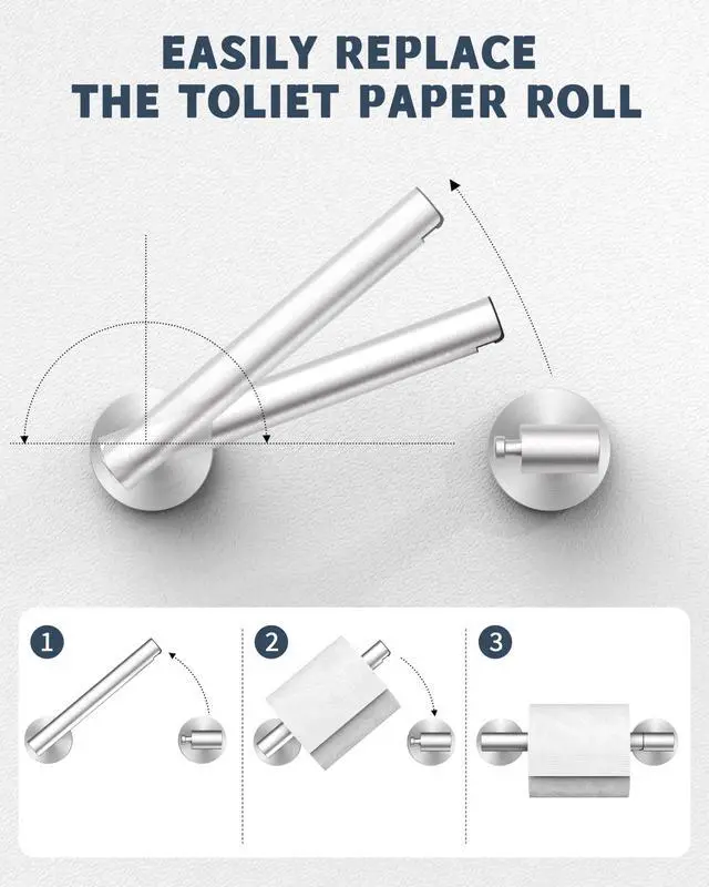 Alt view image 11 of 14 - Bathroom Toilet Paper Holder Wall Mount SUS304 Stainless Steel Double Post Pivoting Toilet Paper Roll Holder Wall Mounted for Bathroom RV Commercial Toilet Tissue Dispensers, Brushed Nickel