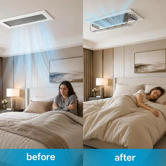 Alt view image 9 of 14 - Magnetic Air Vent Deflector 9"-15.5" for Metal Registers 2 Pack | Adjustable clear design for floor, wall and ceiling placement, heat and AC airflow control under furniture
