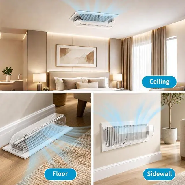 Alt view image 12 of 14 - Magnetic Air Vent Deflector 9"-15.5" for Metal Registers 2 Pack | Adjustable clear design for floor, wall and ceiling placement, heat and AC airflow control under furniture