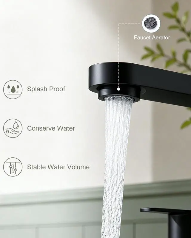 Alt view image 11 of 14 - Matte Black Bathroom Faucet 3 Hole 8 Inch Widespread Sink Faucets | Vanity Faucets with Pop-up Drain and Supply Lines, 360° Swivel Spout 2-Handle Sink Faucet Taps for Washstands for Bath