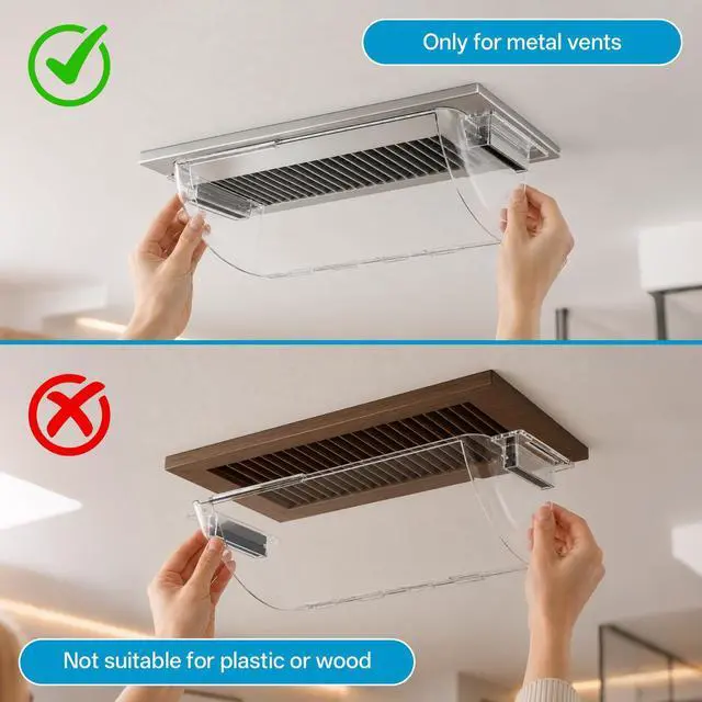 Alt view image 13 of 14 - Magnetic Air Vent Deflector 9"-15.5" for Metal Registers 2 Pack | Adjustable clear design for floor, wall and ceiling placement, heat and AC airflow control under furniture